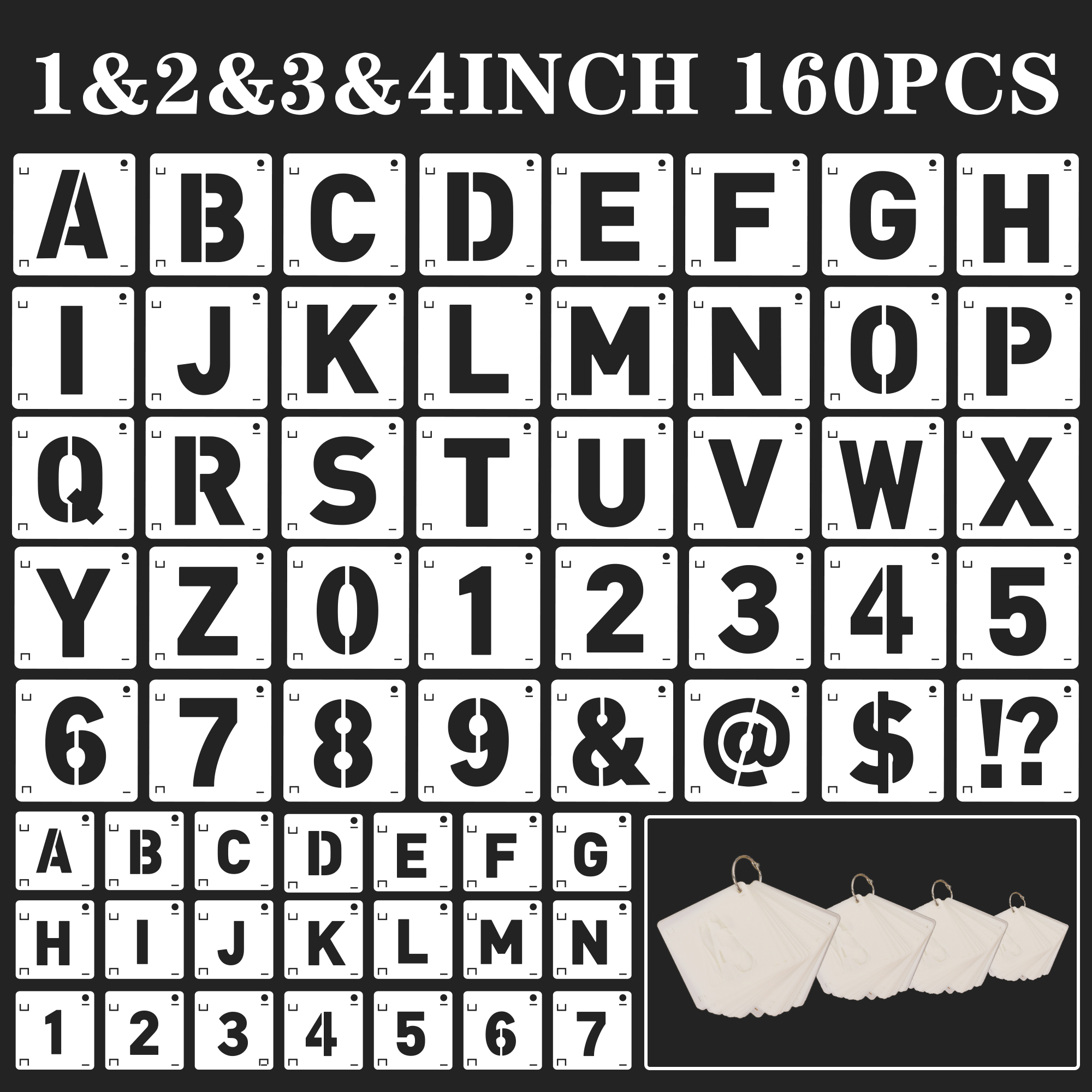 Wooden Letter Sign - 160Pcs Multi Size Letter Stencils Set