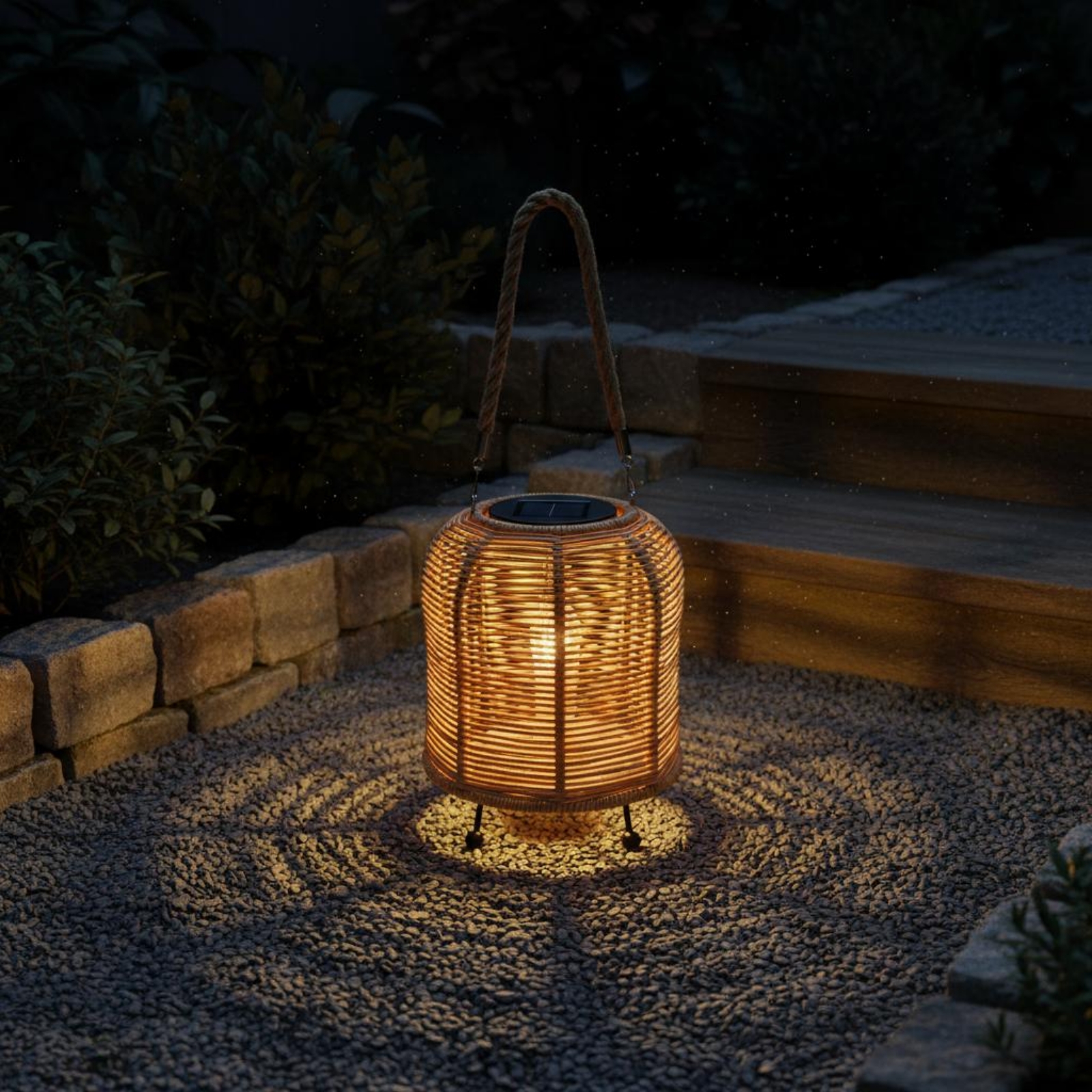 Home Decor Rattan - Handwoven Solar Lantern Braided Rope Handle