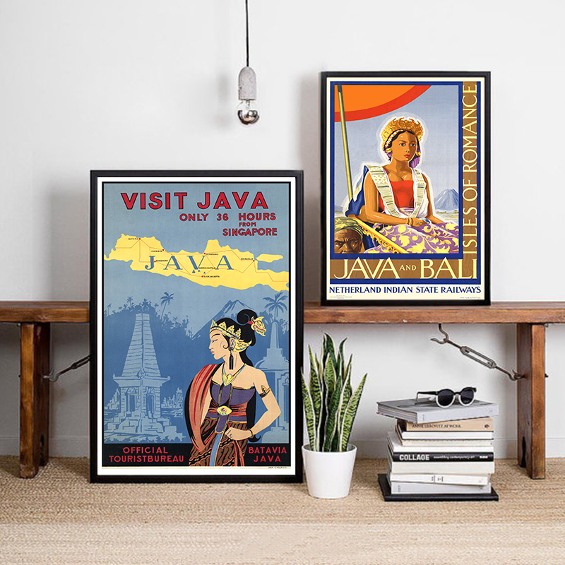 Home Decor Indonesia - Bali Java Vintage Travel Posters and