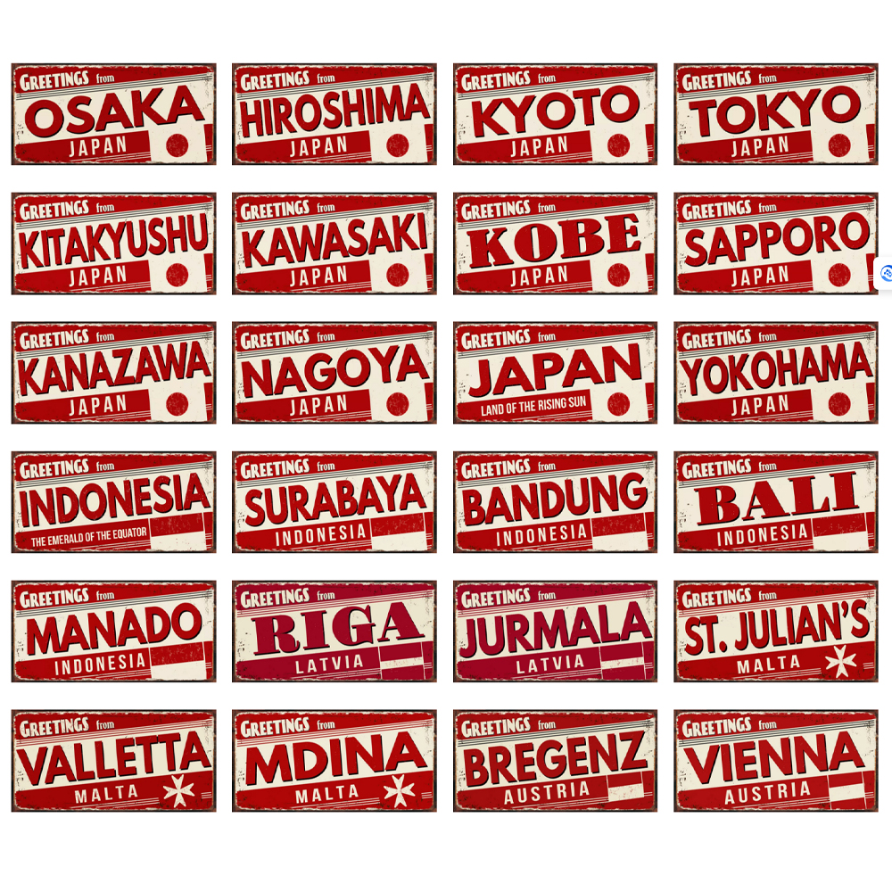 Home Decor Indonesia - Japan Latvia Indonesia Malta Tin Plate