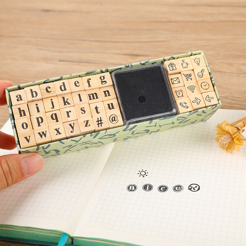 Wooden Letter Sign - Yoofun 40pcs/set Creative Character Wooden Stamp