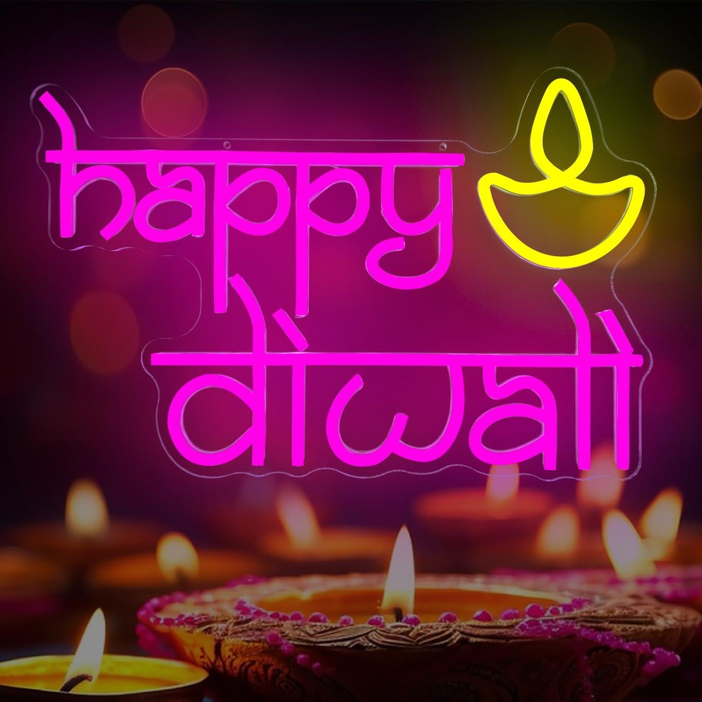 Home Decor Light - Happy Diwali Neon Sign USB Powered