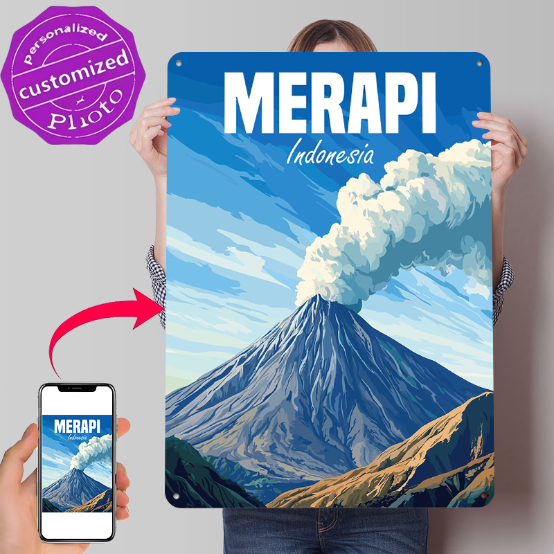 Home Decor Indonesia - Merapi Volcano Indonesia Poster Vintage Metal