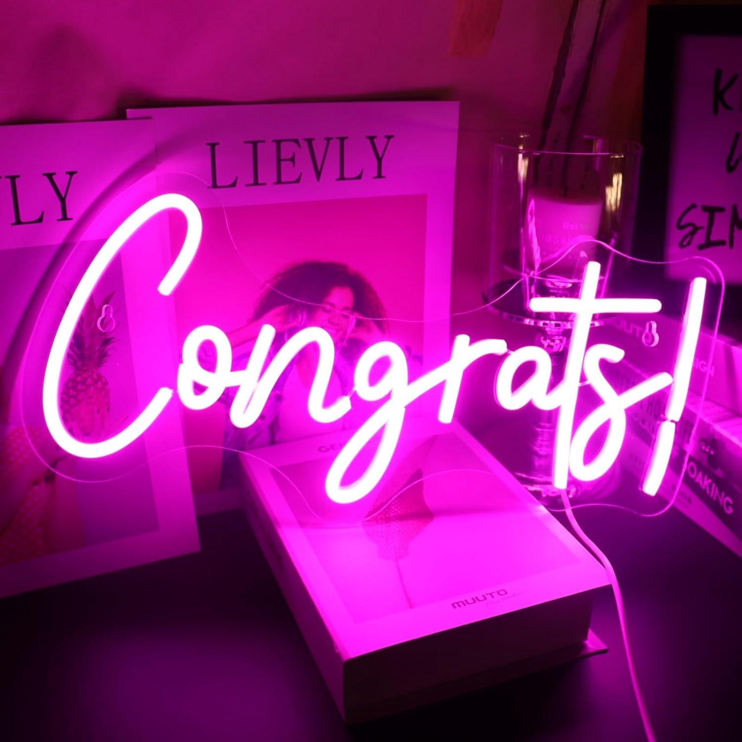 Home Decor Light - Congrats Neon Sign LED Word Light