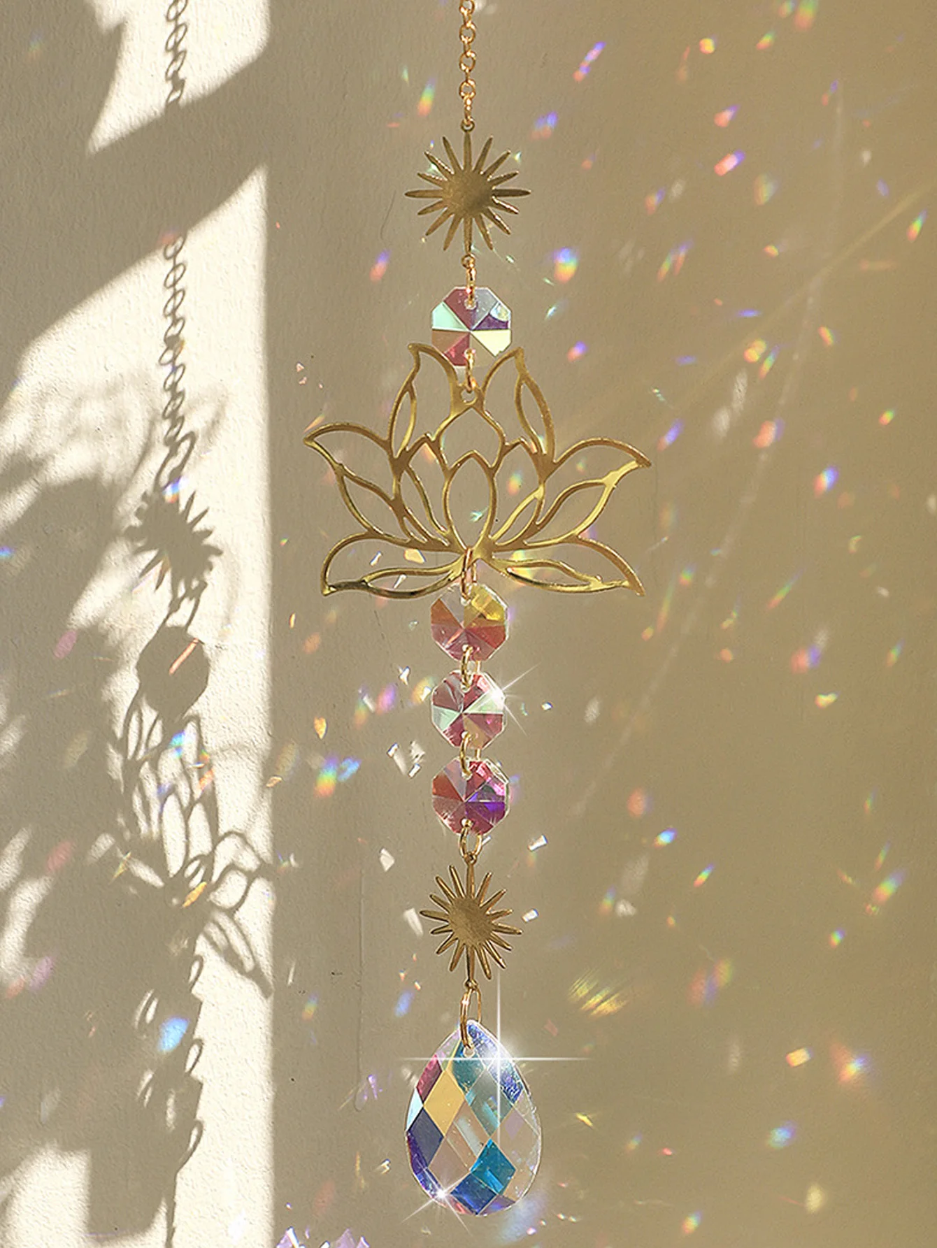 Crystal Sun Catcher - 1pc Suncatcher Gardening Crafts Golden Lotus