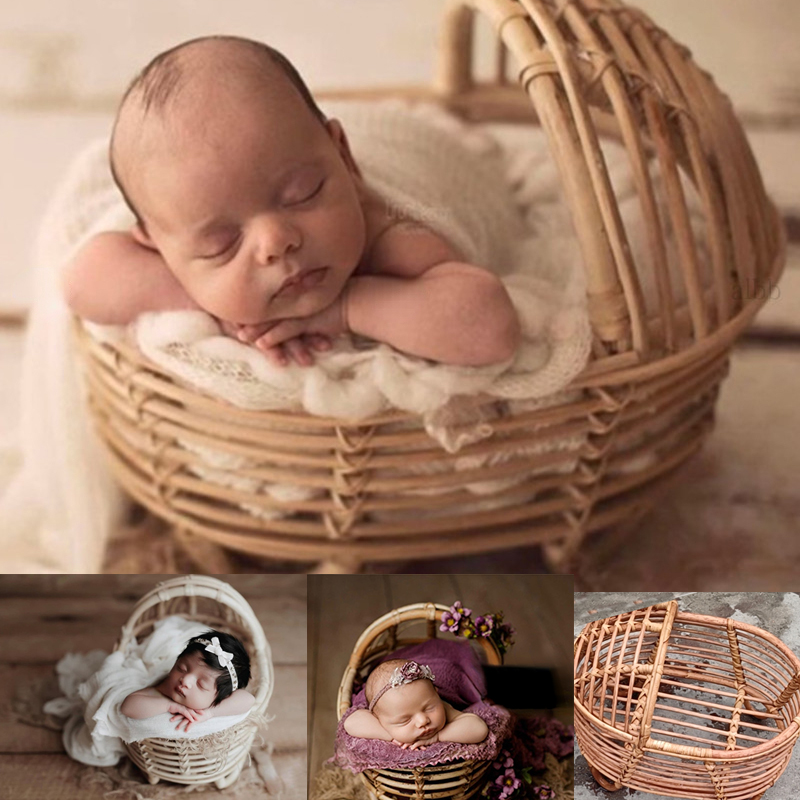 Home Decor Rattan - Newborn Photography Props Rattan Round Container
