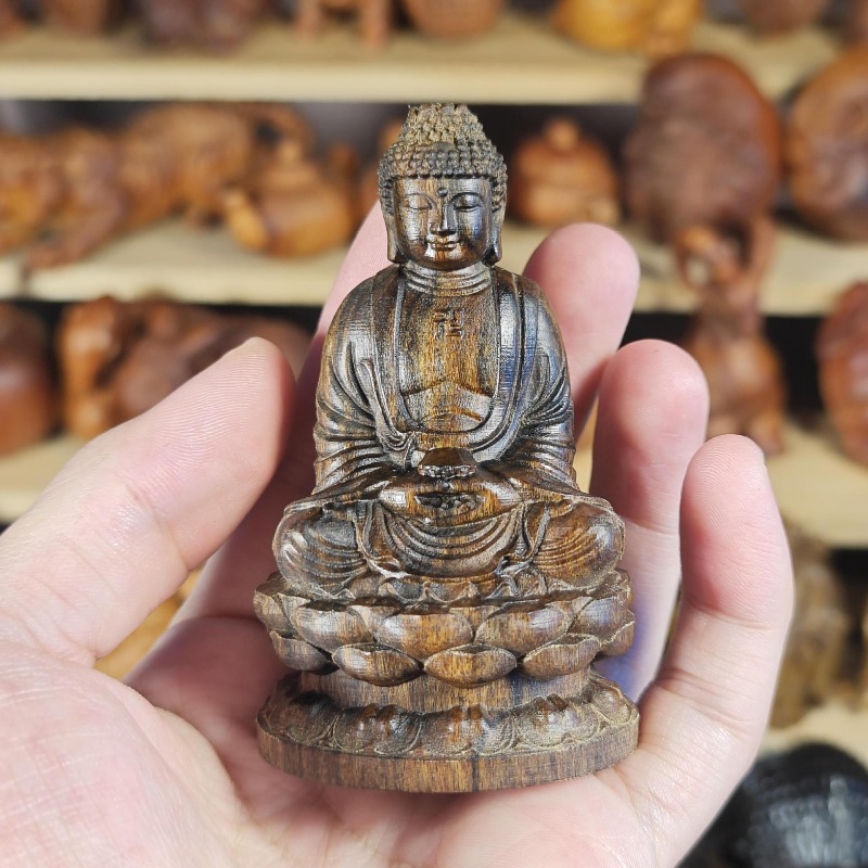 Home Decor Indonesia - Hand-Carved Agarwood Buddha Statue - 3.15