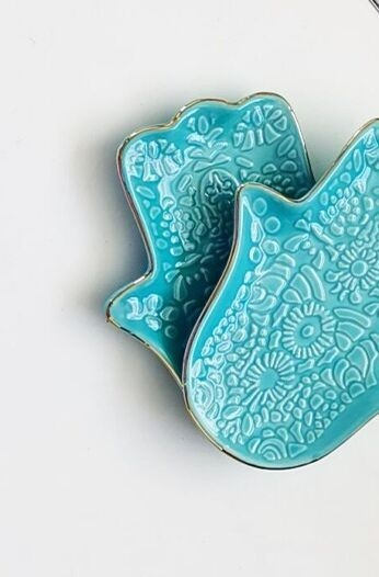 Home Decor Humacao - Nordic Blue Hamsa Hand Tray Jewelry