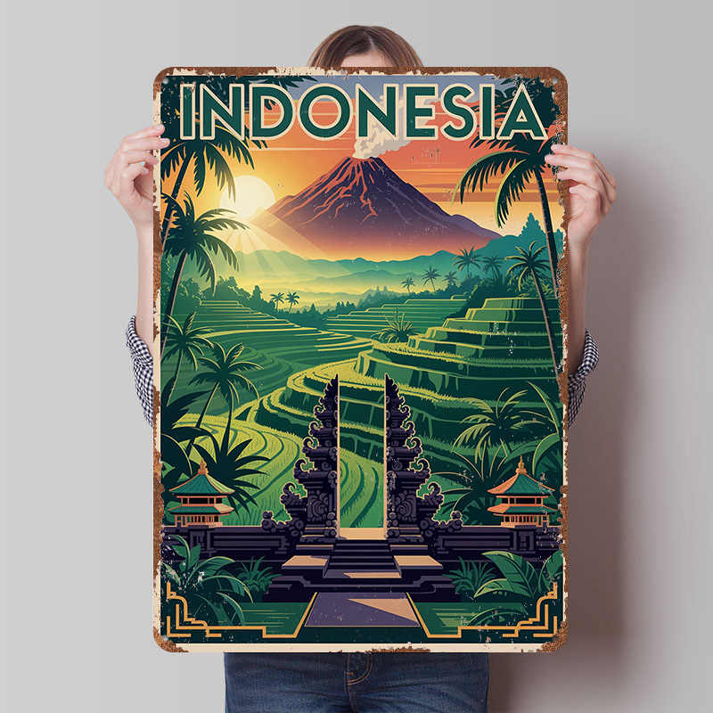 Home Decor Indonesia - Indonesia Travel Printed Poster Customized Retro