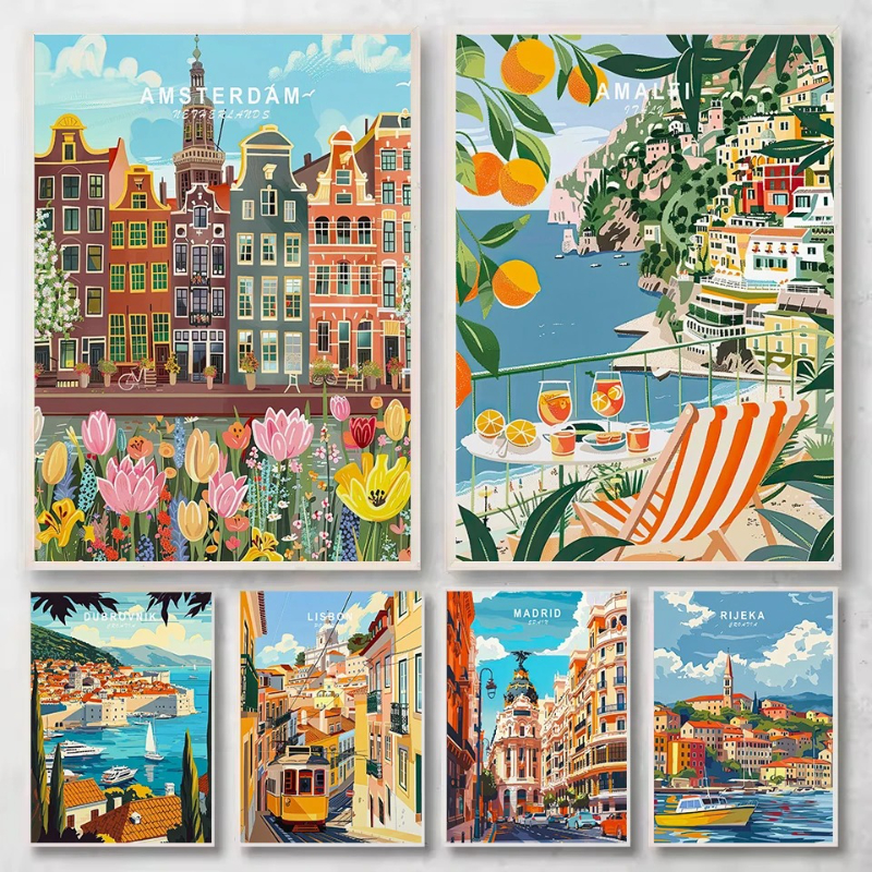 Home Decor Interior - Colorful Modern World Famous Travel City