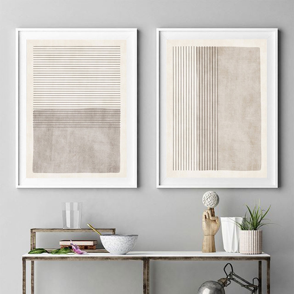 Home Decor Interior - Abstract Beige Gray Posters Prints Minimalist