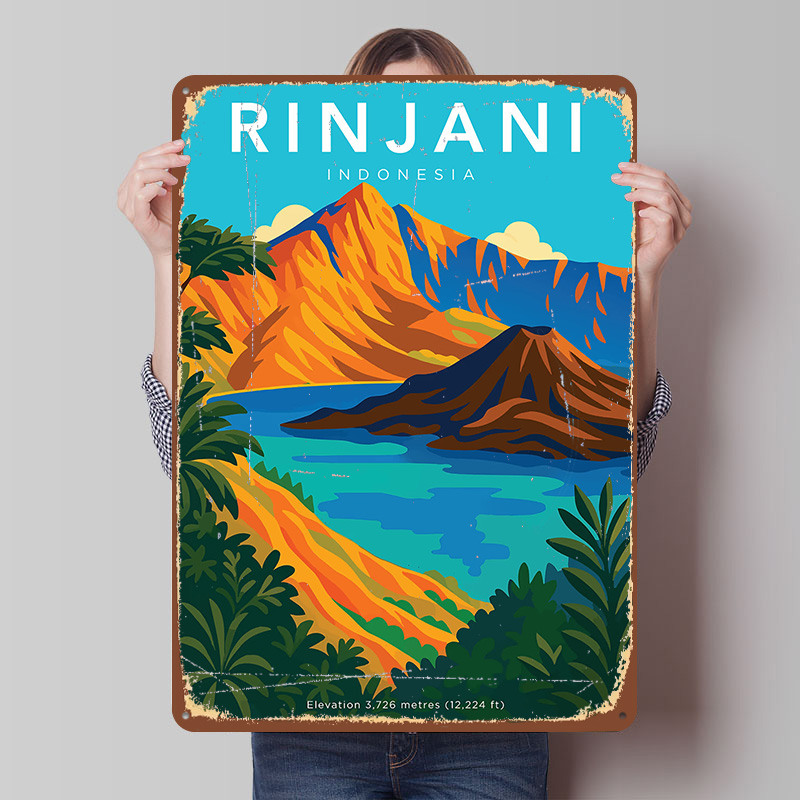 Home Decor Indonesia - Rinjani Mountain Indonesia Travel Poster Customized