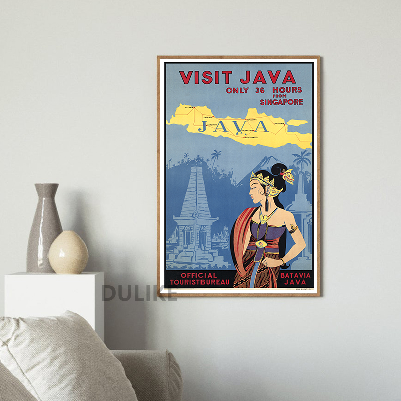 Bali Java Vintage Travel Poste - Home Decor Indonesia 리뷰 및 가격