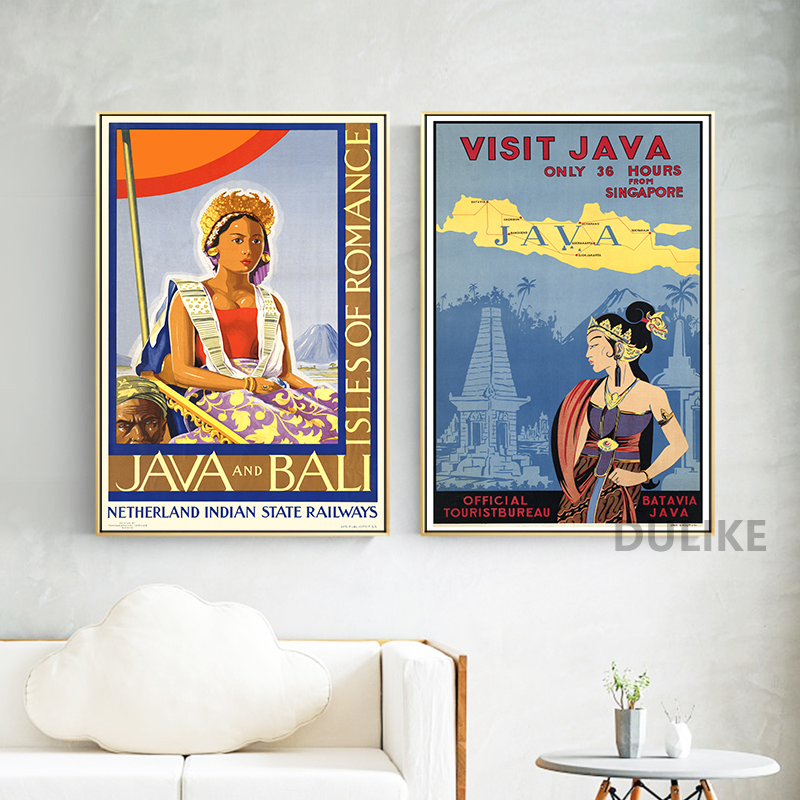 Bali Java Vintage Travel Poste - Home Decor Indonesia 리뷰 및 가격