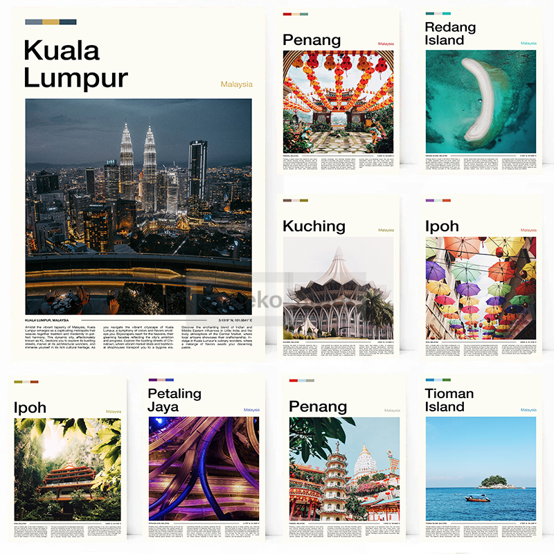 Asia Malaysia Travel Posters K - Home Decor Kuching 리뷰 및 가격