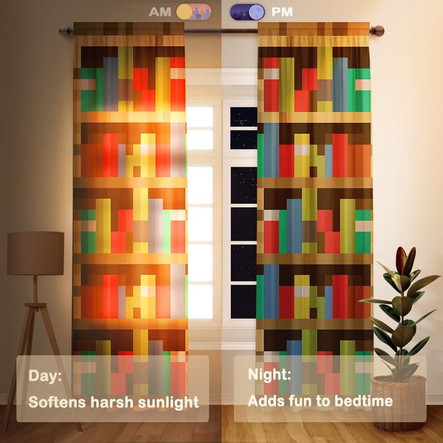 Pixelated Bookshelf Children W - Home Decor Curtains 리뷰 및 가격