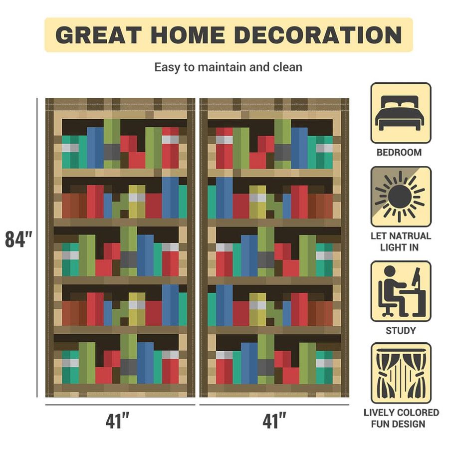 Pixelated Bookshelf Children W - Home Decor Curtains 리뷰 및 가격