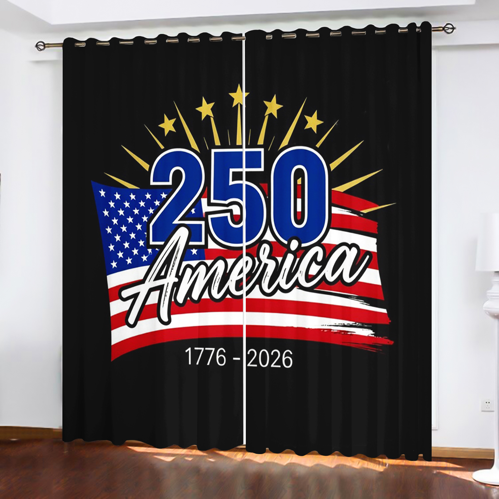 America 250th Anniversary Curt - Home Decor Curtains 리뷰 및 가격