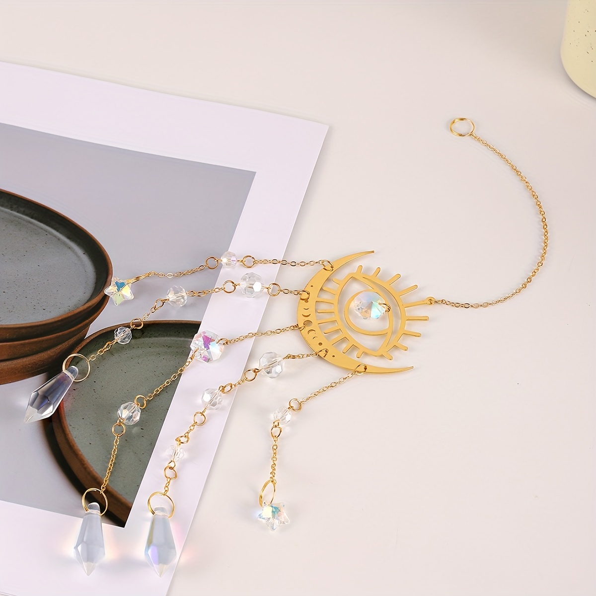 1pc gold flame moon crystal pe - Crystal Sun Catcher 리뷰 및 가격