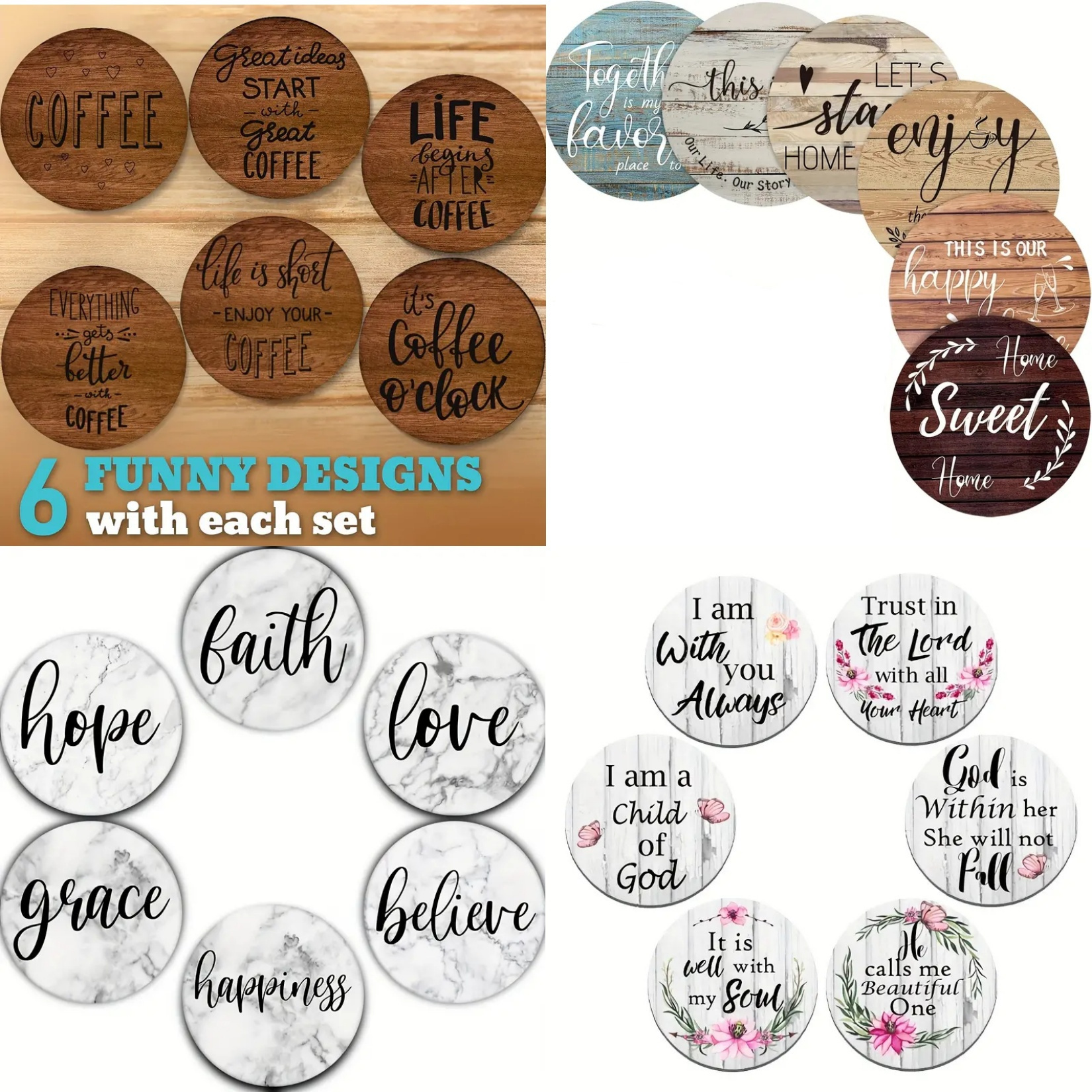 6 pieces of circular inspirati - Wooden Letter Sign 리뷰 및 가격