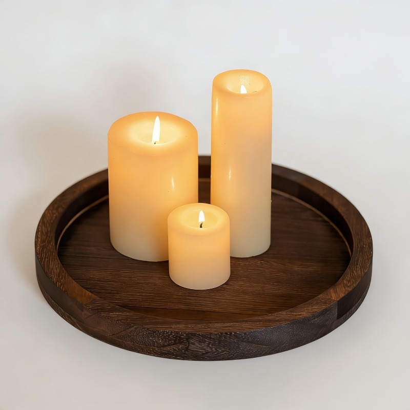 Rustic Round Wooden Serving Tr - Vanity Home Decor 리뷰 및 가격