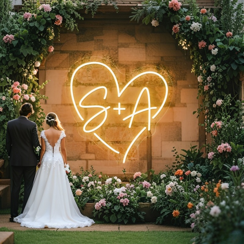 Custom Initials Heart LED Neon - Home Decor Light 리뷰 및 가격