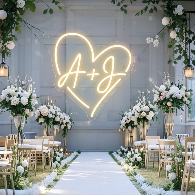 Custom Initials Heart LED Neon - Home Decor Light 리뷰 및 가격