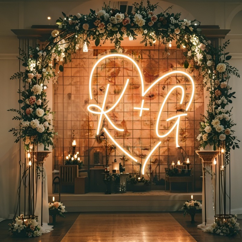 Custom Initials Heart LED Neon - Home Decor Light 리뷰 및 가격