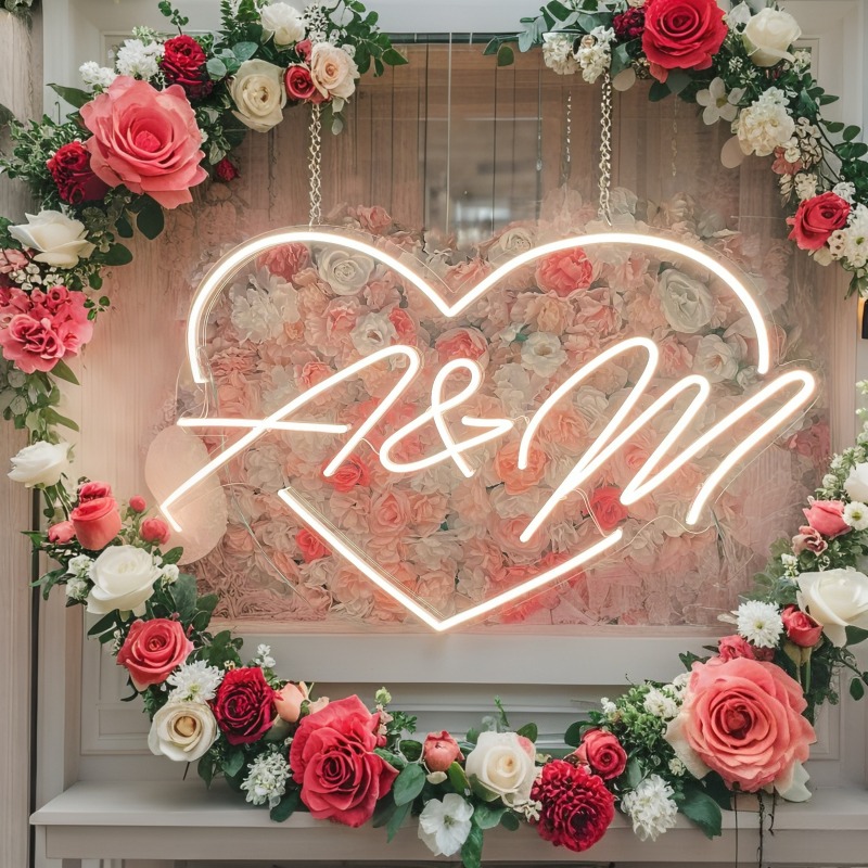 Custom Initials Heart LED Neon - Home Decor Light 리뷰 및 가격