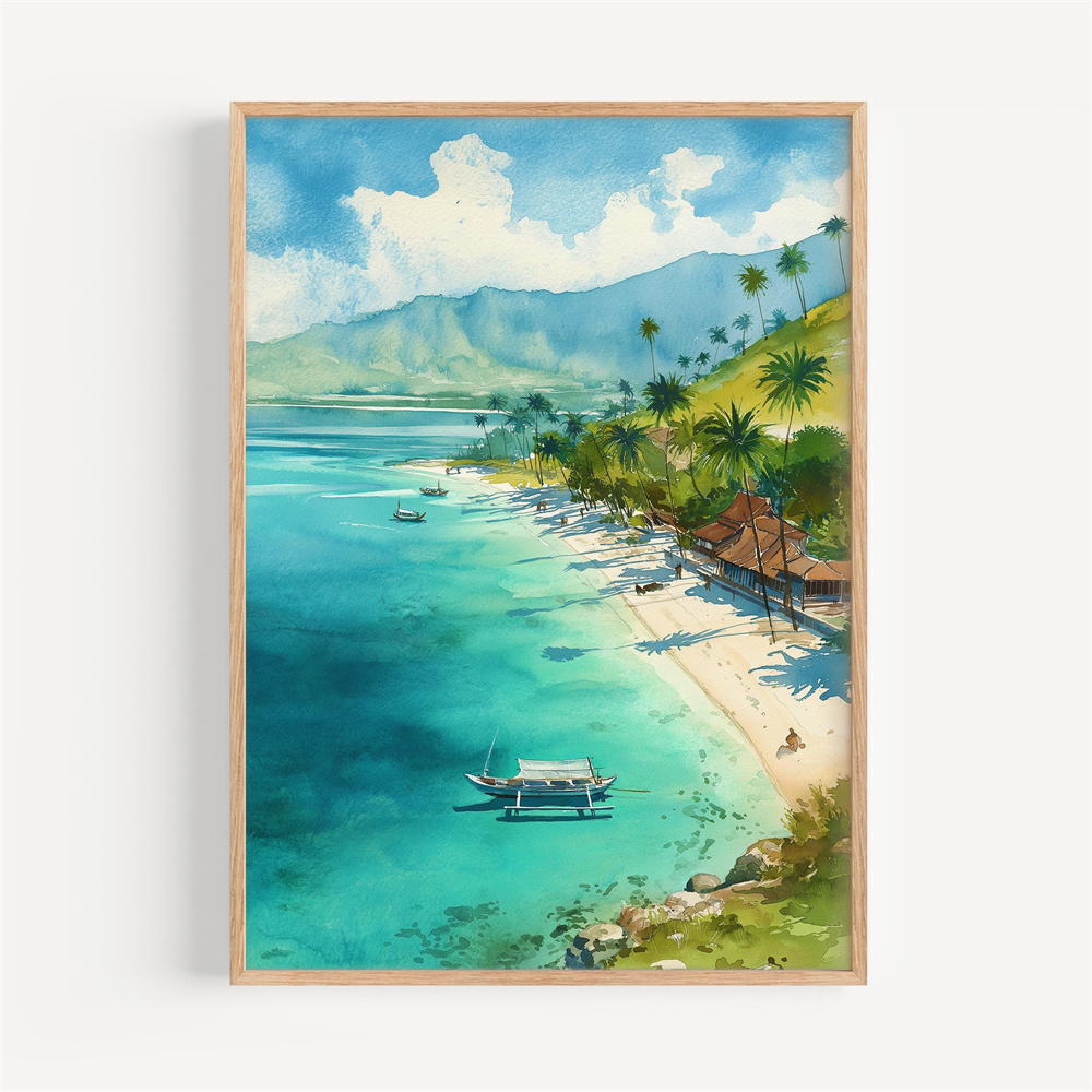 Lombok Watercolor Canvas Paint - Home Decor Indonesia 리뷰 및 가격