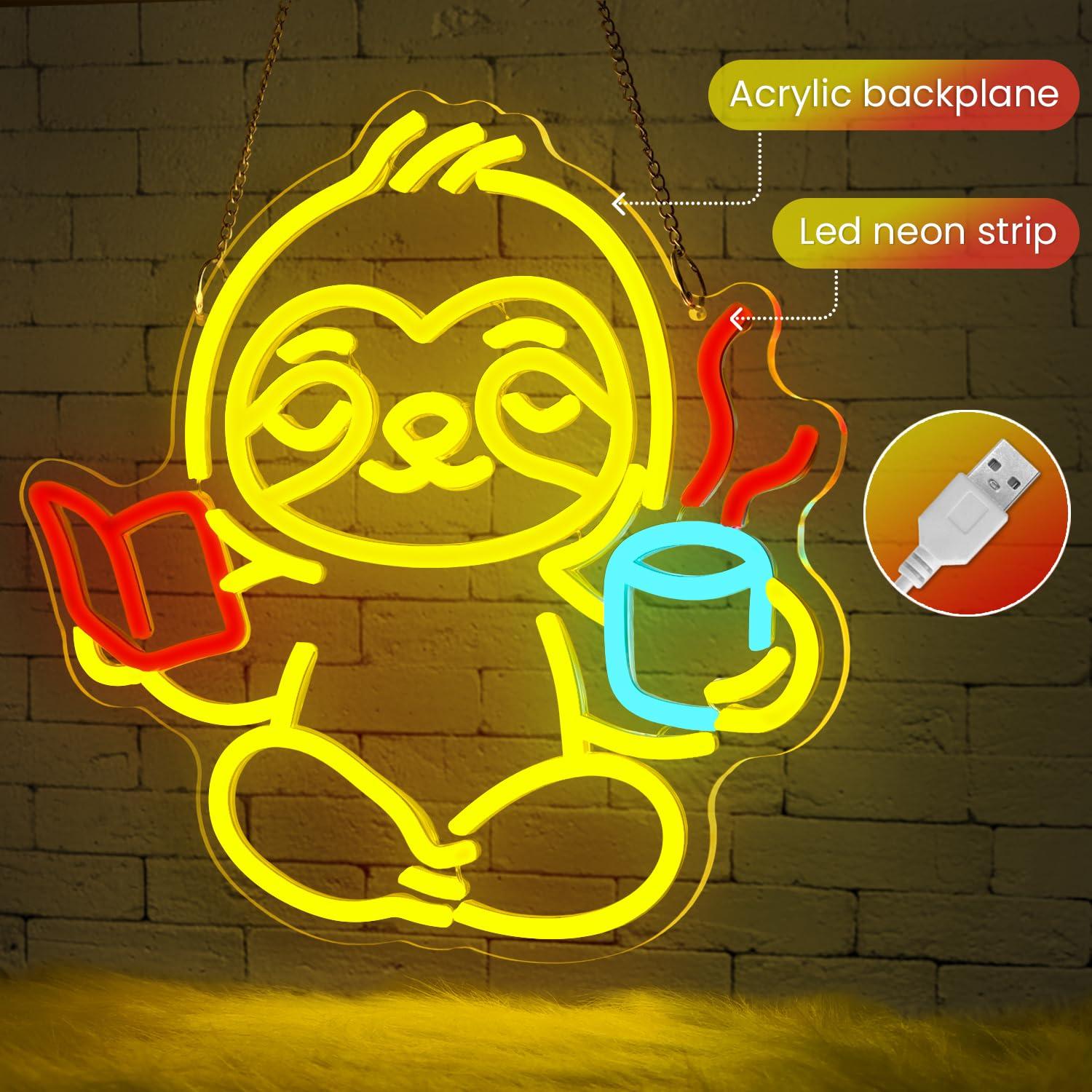 Sloth Neon Sign USB Dimmable L - Home Decor Light 리뷰 및 가격