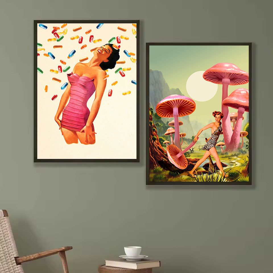 Retro Surreal & Trippy Mushroo - Home Decor Interior 리뷰 및 가격
