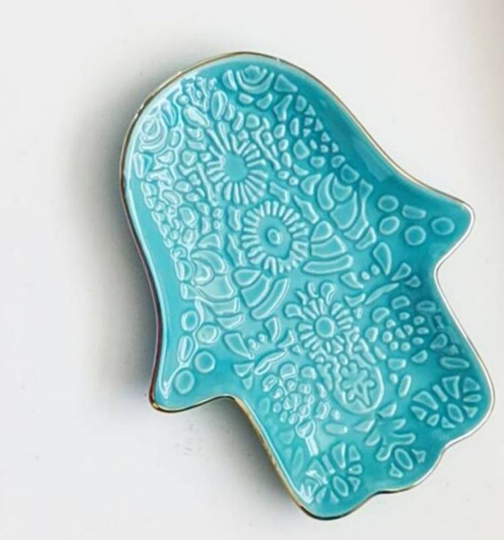Nordic Blue Hamsa Hand Tray Je - Home Decor Humacao 리뷰 및 가격