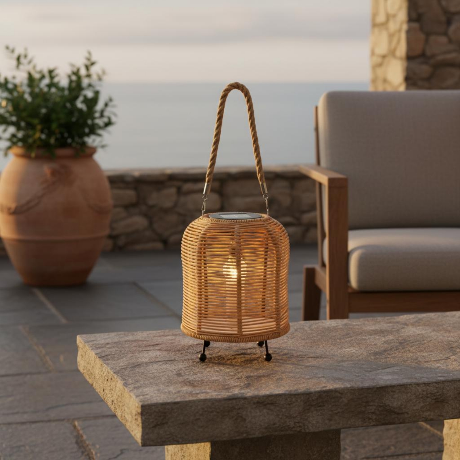 Handwoven Solar Lantern Warm L - Home Decor Rattan 리뷰 및 가격