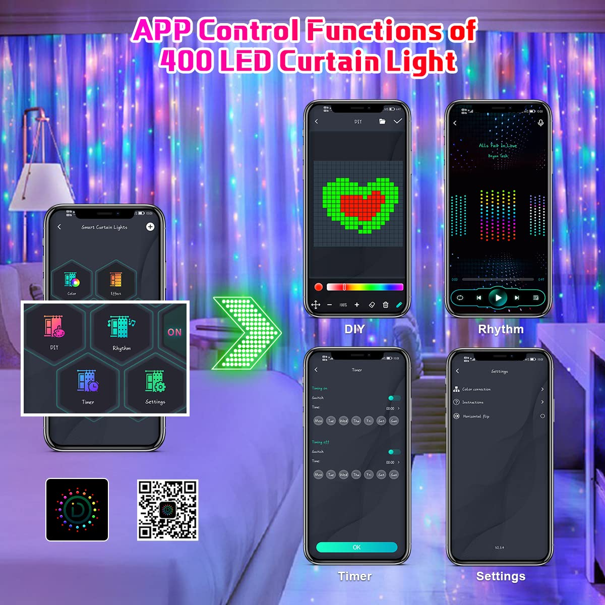 400LEDs RGBIC Smart Curtain Li - Home Decor App Free 리뷰 및 가격