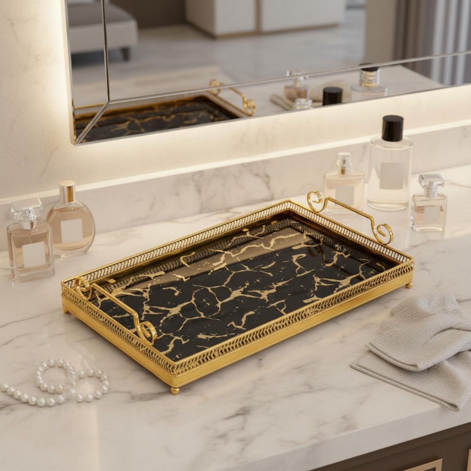 Decorative Mirror Tray Nordic  - Vanity Home Decor 리뷰 및 가격