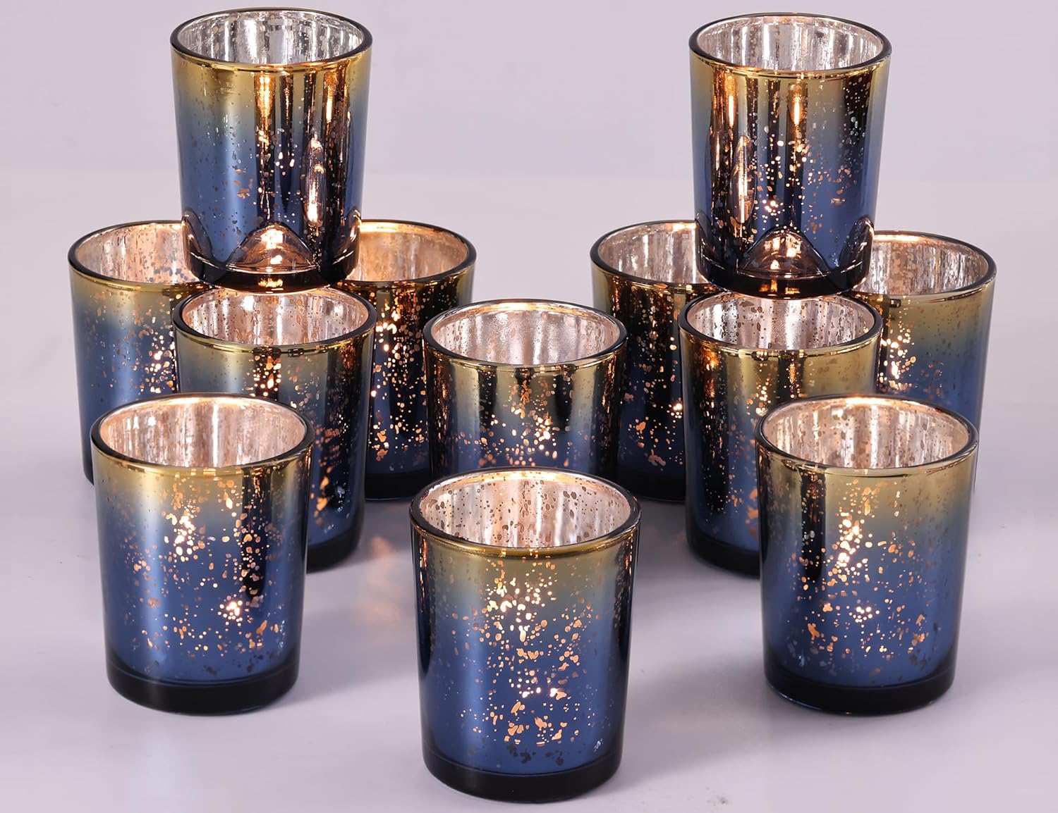 Navy Mercury Glass Tealight Ca - Home Decor For Wedding 리뷰 및 가격