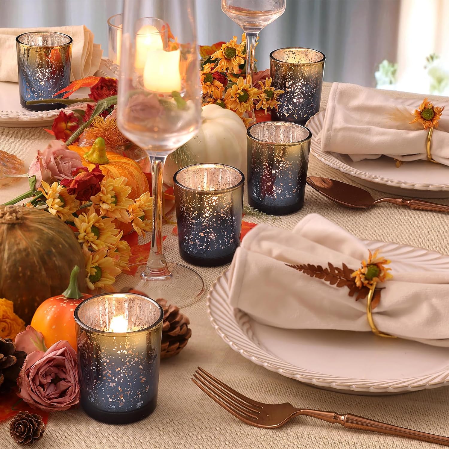 Navy Mercury Glass Tealight Ca - Home Decor For Wedding 리뷰 및 가격