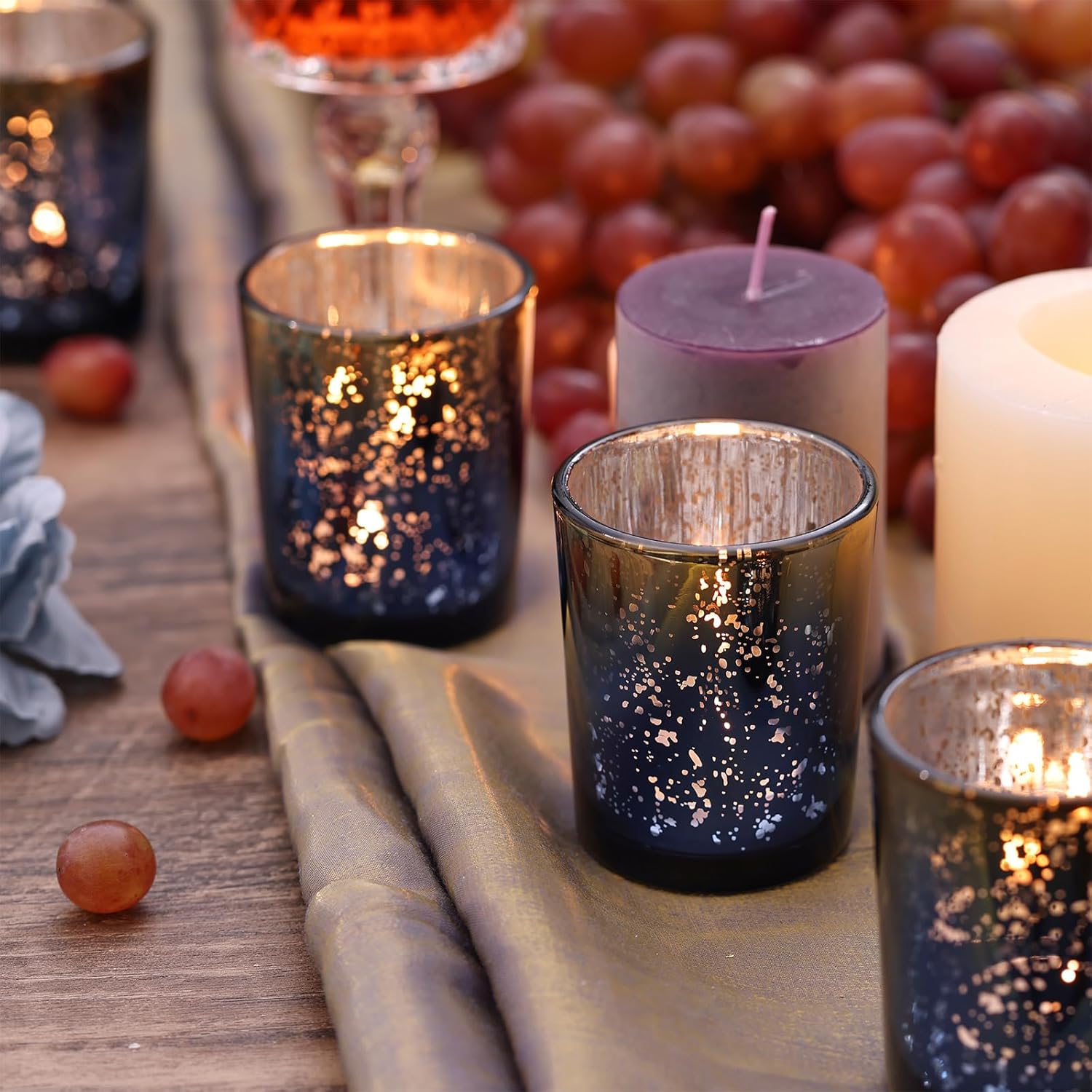 Navy Mercury Glass Tealight Ca - Home Decor For Wedding 리뷰 및 가격