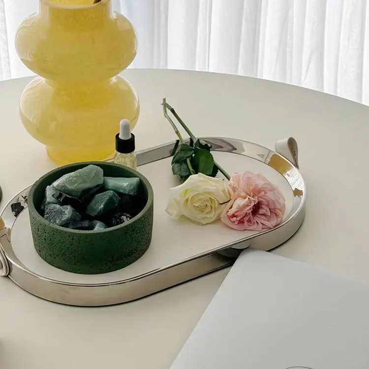 Modern Metal & Leather Oval De - Vanity Home Decor 리뷰 및 가격