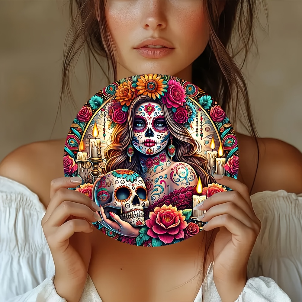 Mexican Sugar Skull Round Alum - Home Decor Interior 리뷰 및 가격