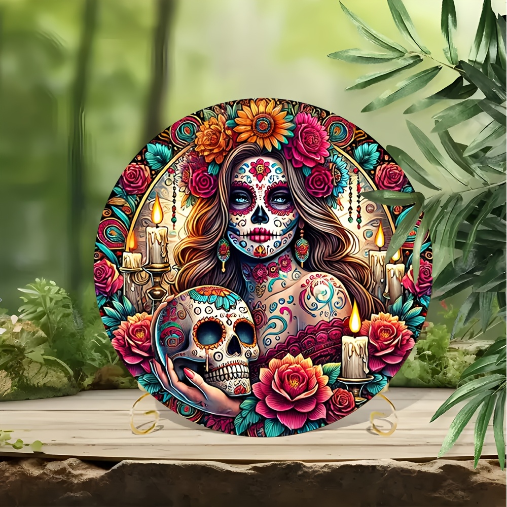 Mexican Sugar Skull Round Alum - Home Decor Interior 리뷰 및 가격