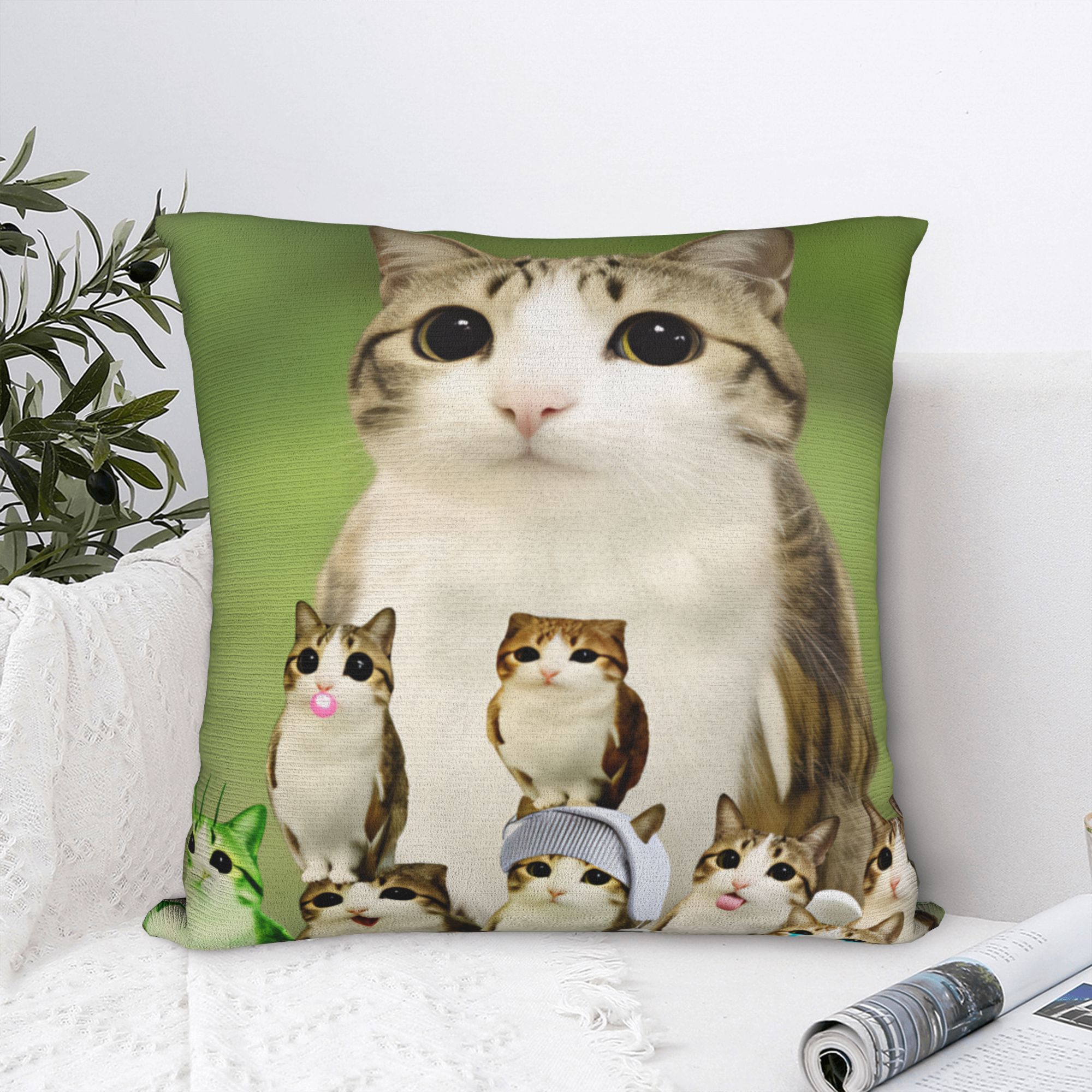 Pillow Cover Funny Meowl Cat F - Home Decor Png 리뷰 및 가격