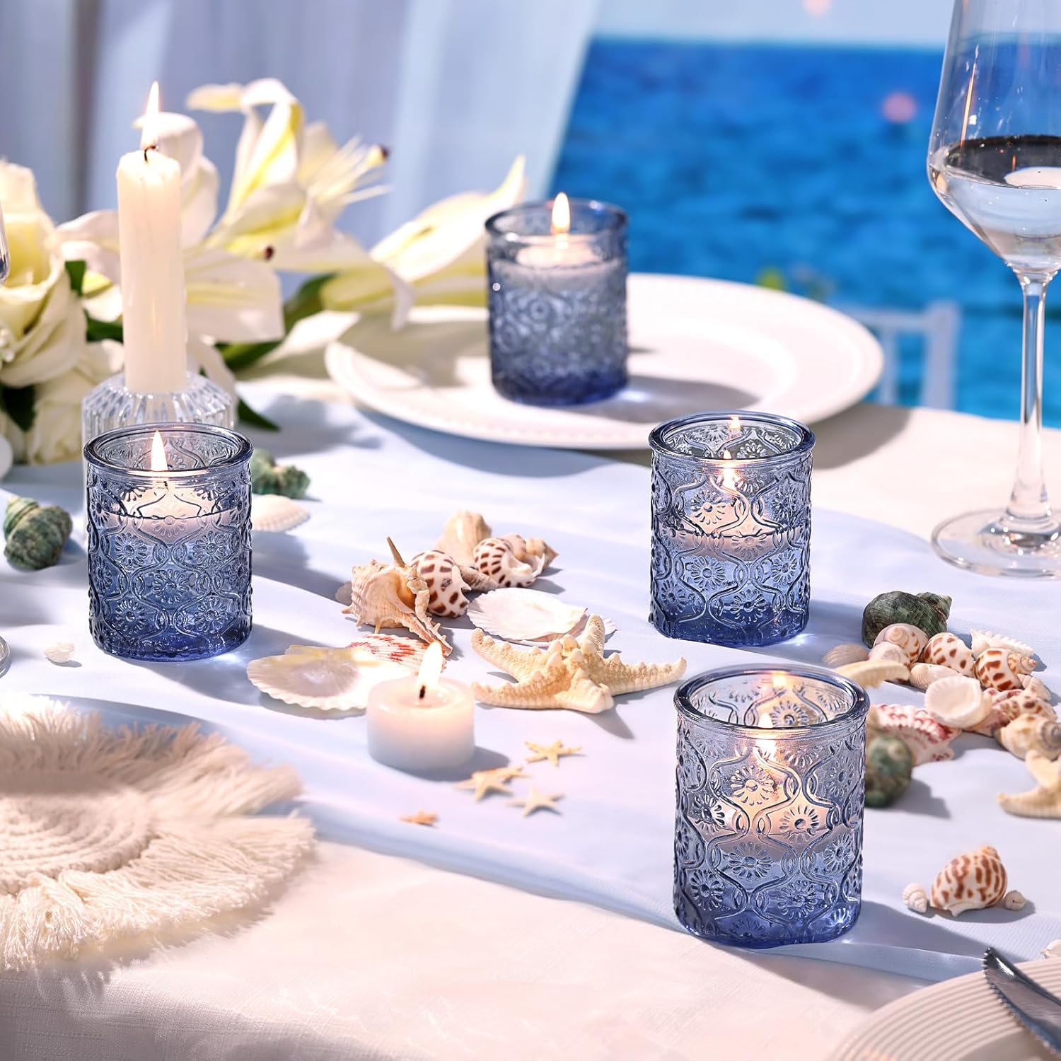 24pcs Blue Votive Candle Holde - Home Decor For Wedding 리뷰 및 가격