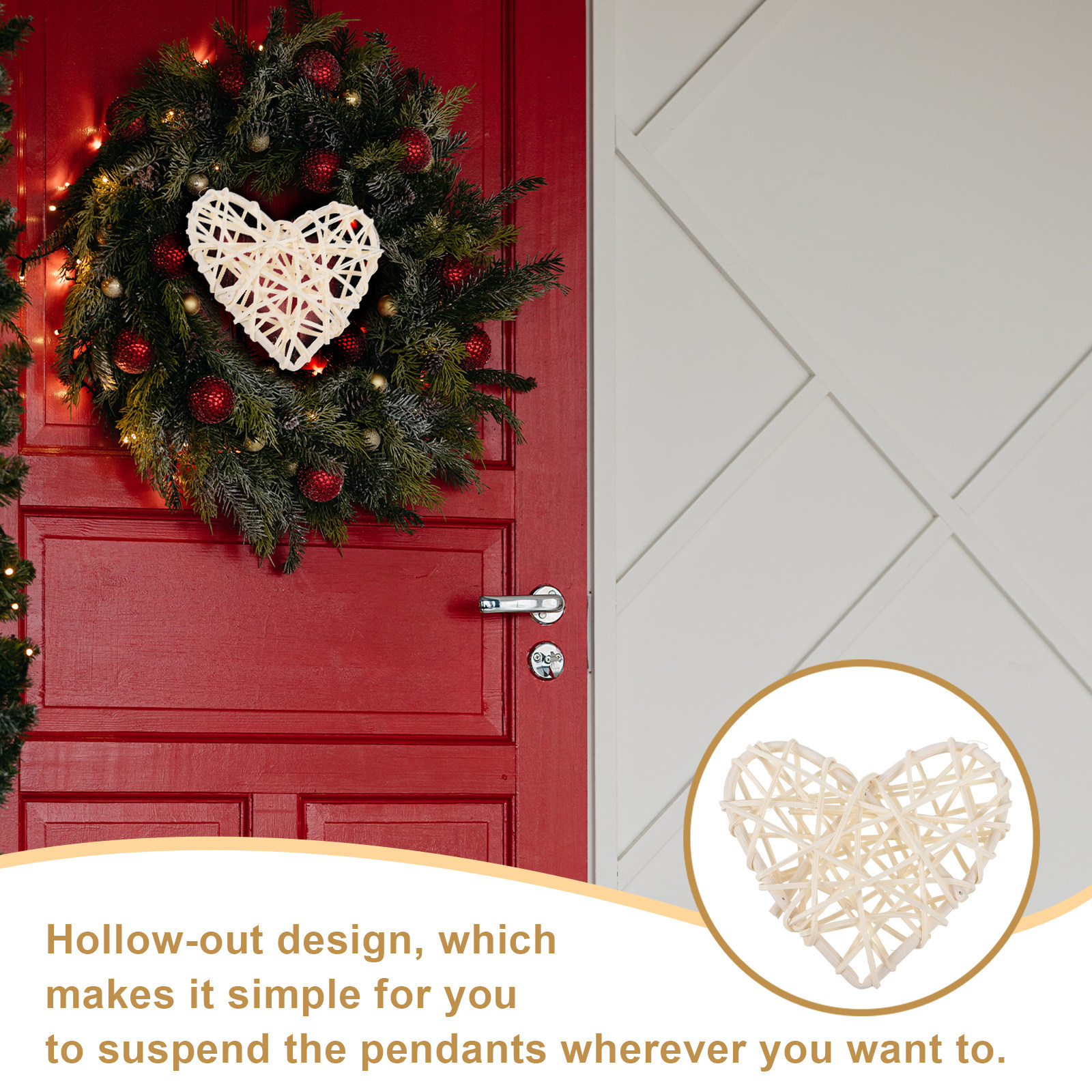 4Pcs Rattan Heart Shape Hangin - Home Decor Rattan 리뷰 및 가격